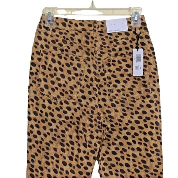 WeWorewhat Stiletto Split Hem Leopard Animal Print Skinny Jeans Size 27 - Picture 10 of 12